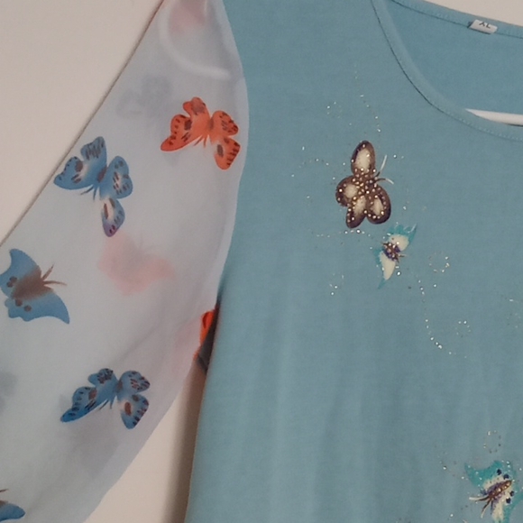 Butterfly top sheer sleeves large medium - Picture 2 of 2
